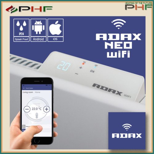 ADAX NEO WIFI "L" - 1200w - 21 cm magas elektromos fűtőpanel - fehér