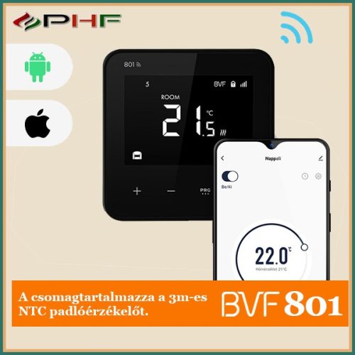 BVF 801 WiFi Okos termosztát Fekete