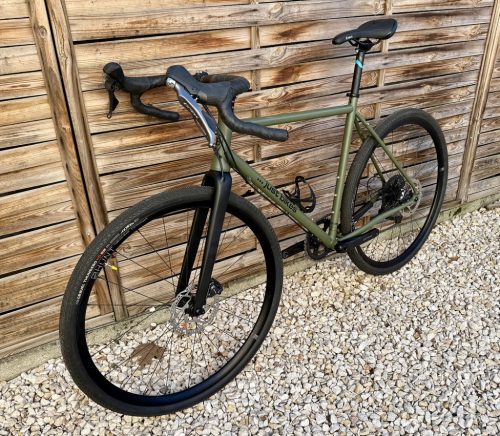 SB4 acélváz, karbon villa, Shimano GRX 1x11s gravel kerékpár - 53 cm (oliva)